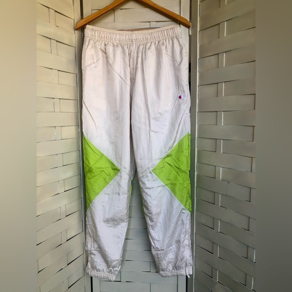 Champion Vintage Style Nylon Jogger Windbreaker Zip Leg Pant Size Large